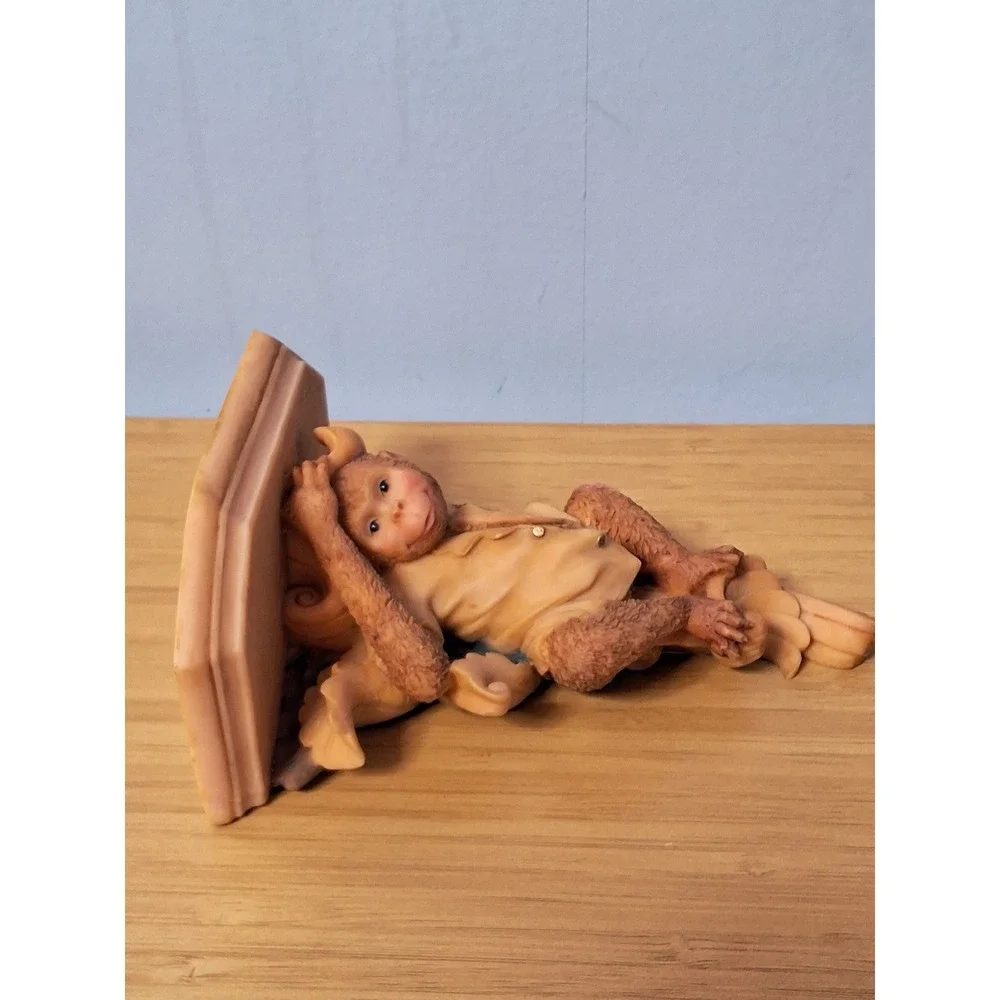 Vintage Monkey Wall Sconce Shelves Pair Safari Chinoiserie Decor Corbels 7in